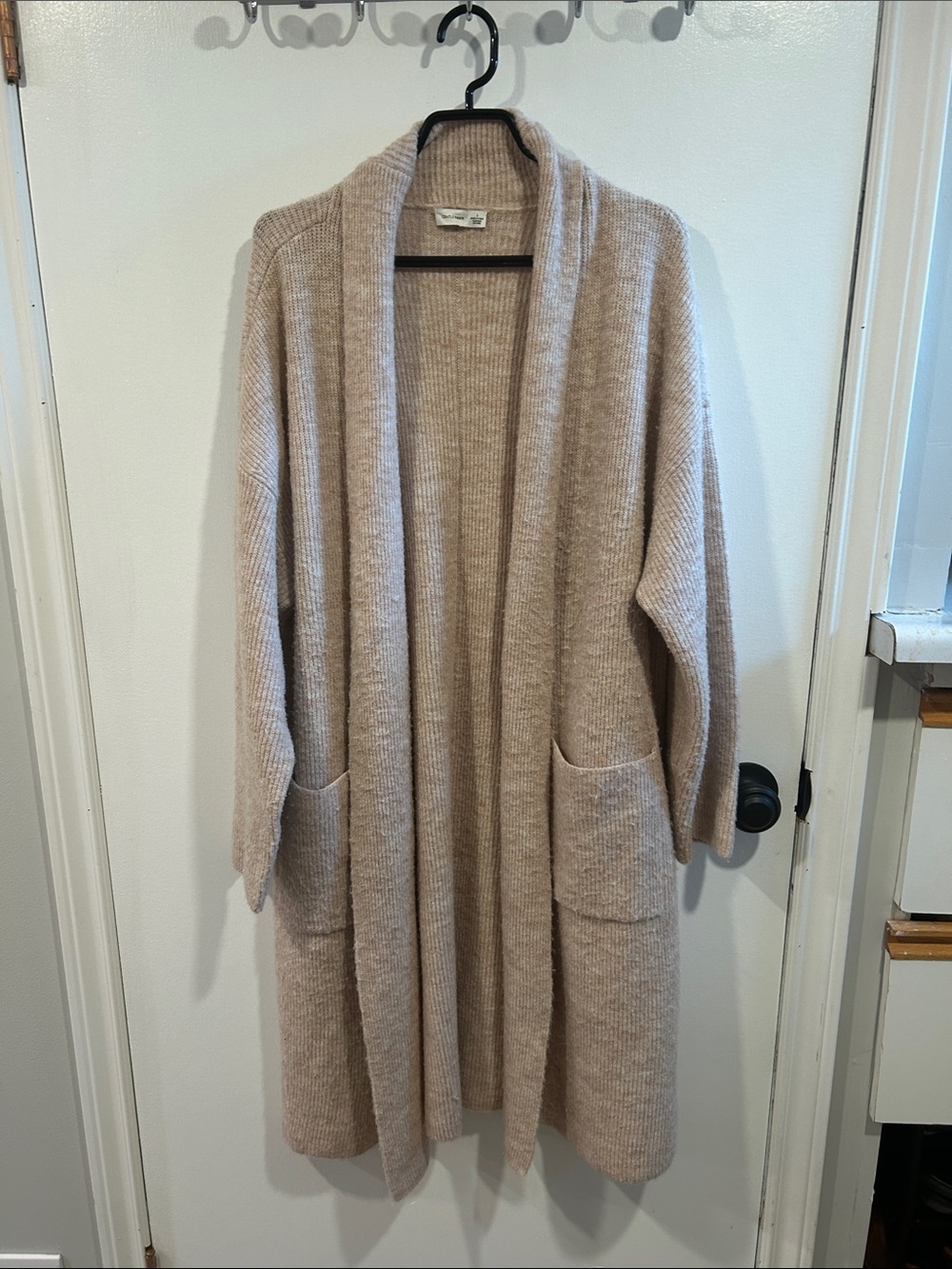 Gentle Fawn Open-Front Long Cardigan in Light Taupe